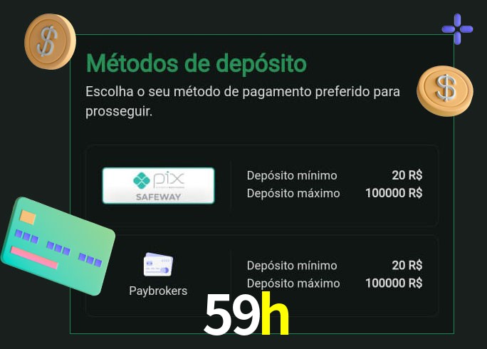 O cassino 59h oferece uma grande variedade de métodos de pagamento